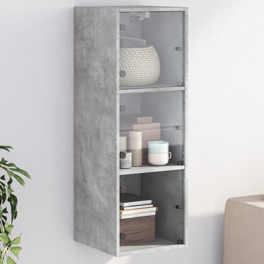  Sideskap med glassdører betonggrå 35x37x100 cm 8721012214361