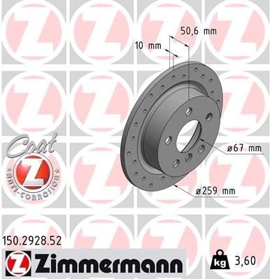 Bremseskive ZIMMERMANN 150.2928.52 Bremseskive ZIMMERMANN 150.2928.52