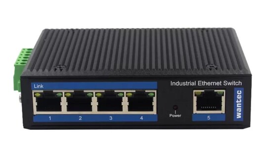 WANTEC - Industrial PoE Ethernet Switch für Hutschiene, 5 Port WANTEC - Industrial PoE Ethernet Switch für Hutschiene, 5 Port