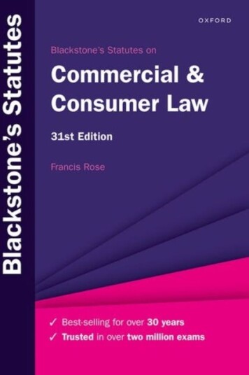 Blackstone'S Statutes On Commercial & Consumer Law Av Francis (Senior Research Fellow Commercial Law Centre Harris Manchester College Univers