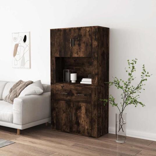 vidaXL Highboard røkt eik konstruert tre