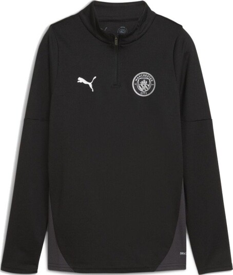 Manchester City Treningsskjorte 1/4 glidelås PUMA Svart/PUMA Sølv Barn størrelse 176 cm
