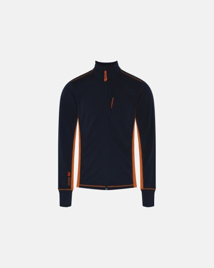 Dovre 'Midlayer' zip 100% merino ull marine/orange