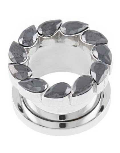 Aab Drip Drop Black Sølvfarget Piercing Tunnel Strl 8 mm