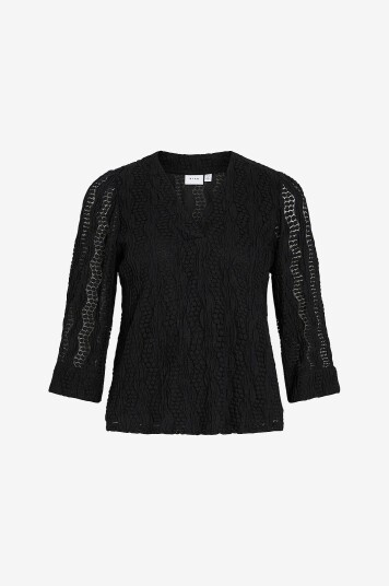Vila Topp viLumena V neck 3/4 Top Svart
