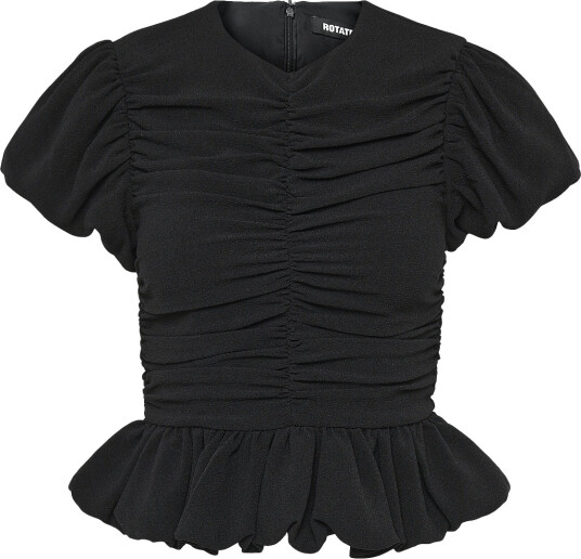 ROTATE Ruched Puff Sleeve Top Black 42 ROTATE Ruched Puff Sleeve Top Black 42
