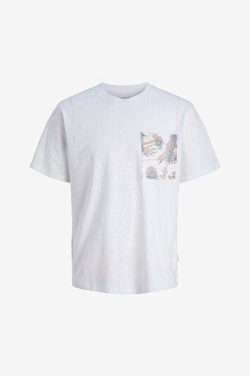 Jack & Jones Junior   T skjorte jorMontauk Aop Pocket Tee CN Jnr   Hvit