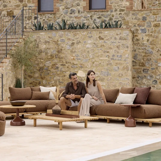 Cane line Sticks sofa m/ sjeselong Teak/umber brown Cane line Sticks sofa m/ sjeselong Teak/umber brown