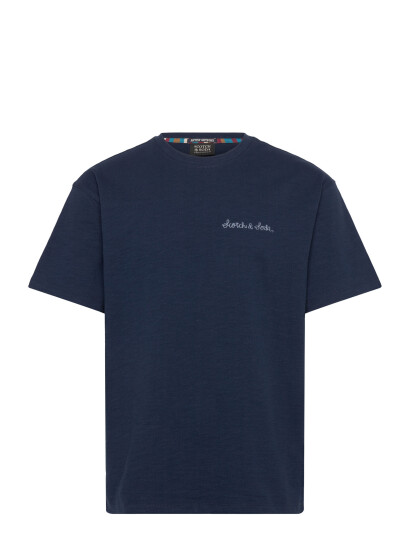 Scotch & Soda Slubyarn Chest Pocket Artwork Relaxedfit Tshirt Navy S