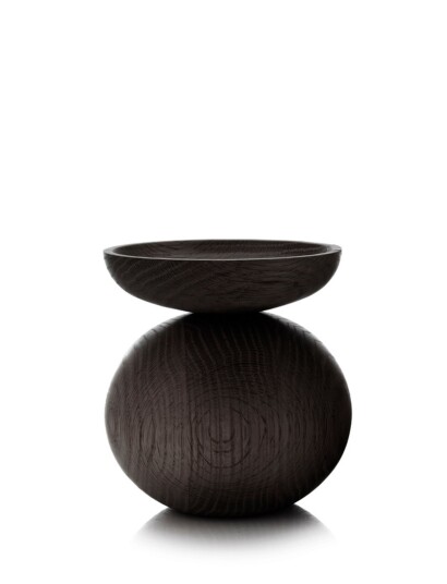 Applicata Shape Bowl Vase Brown BLACK STAINED OAK H13CM