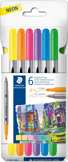 Staedtler Fiberpen Tusjer Dobbel Spiss (6)