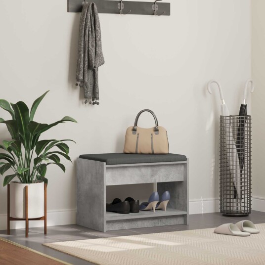 vidaXL Gangbenk BetongGrå 63 x 38 x 45 cm Konstruert treverk og stoff