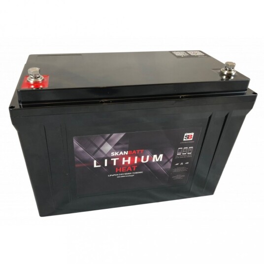 SKANBATT HEAT Lithium Batteri 24V 50AH 50BMS - BLUETOOTH OG VARME.