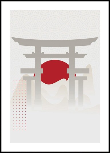 Posterbox Torii Gate Red Sun Plakat Plakat / 70x100cm