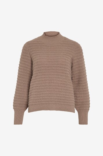 Vila - Genser viTerra Highneck L/S Knit Top - Brun