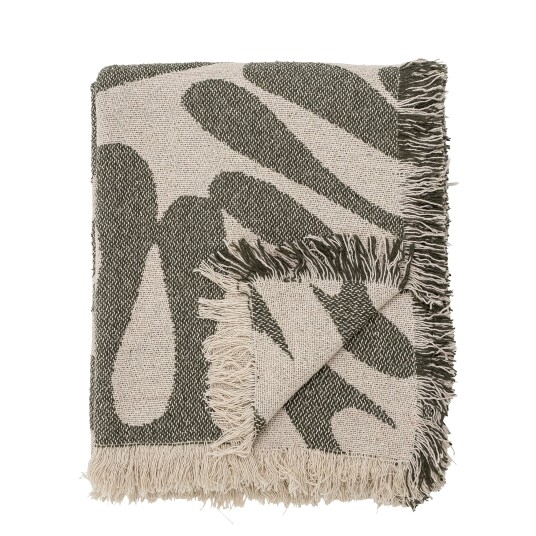 Bloomingville Alk bomullspledd 130 x 160 cm Grønn-beige Bloomingville Alk bomullspledd 130 x 160 cm Grønn-beige