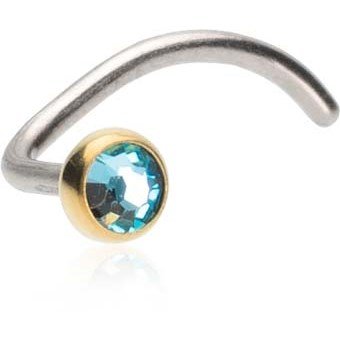 Blomdahl Silver Titanium Bezel 3 mm Aquamarine