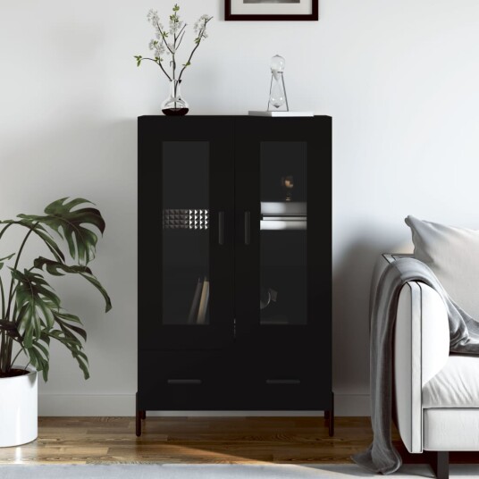 vidaXL Highboard svart 69,5x31x115 cm konstruert tre