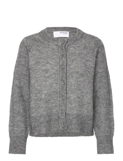 Selected Slfrena Ls Knit Cardigan Camp - Grey - XXL