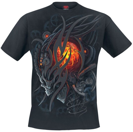 Spiral Goth T-skjorte Steampunk Skull S til XXL Herrer svart