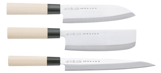 Satake Houcho knivsett nakiri, sashimi & santoku 3 deler