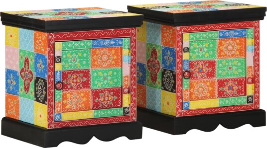  Nattbord 2 stk flerfarget 40x35x45 cm heltre mango