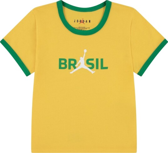 Jordan T skjorte Brasil Retro Grafikk Varsity Mais m. Tryk Jordan 8 10 år 128 140 T skjorte Gul