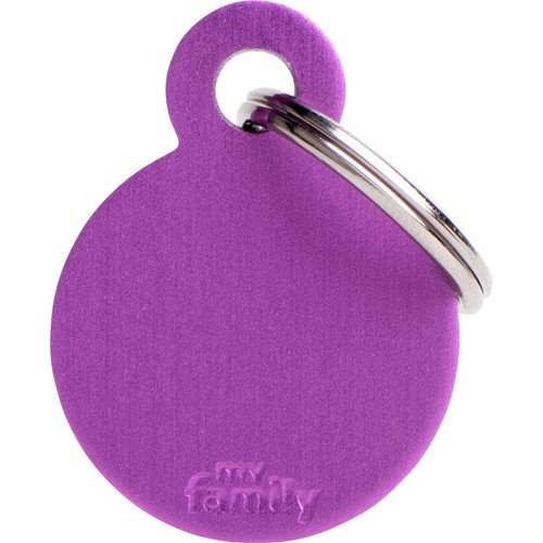 Myfamily Sirkel ID-merke aluminium Lilla 21x28 mm for hundehalsbånd