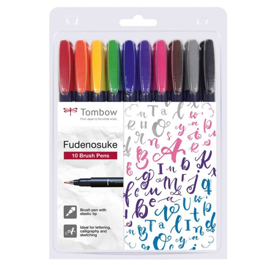 Tombow Fudenosuke Penselpenn 10 farger Tombow Fudenosuke Penselpenn 10 farger