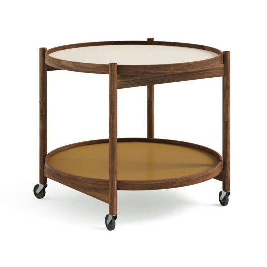Brdr. Krüger Bølling Tray Table model 60 rullebord sunny, oljet valnøttstativ