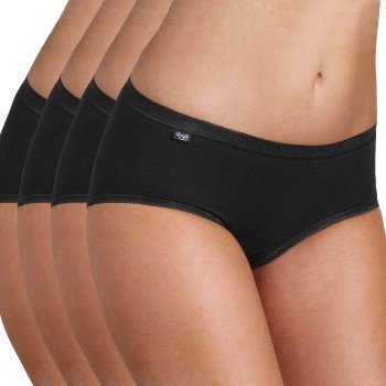 Sloggi Truser 4P Basic Plus Midi Svart bomull 38 Dame