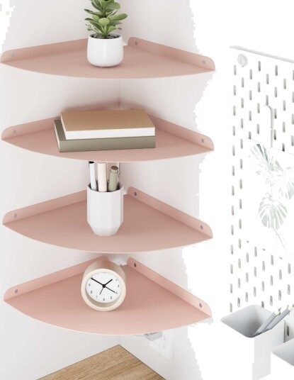 vidaXL Flytende hylle med hylle med lagring 4 pcs Rosa 30 x 30 x 2 cm
