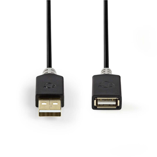 Nedis USB 2.0 skjøtekabel 2 m Antrasitt - Høykvalitets Forlengelseskabel