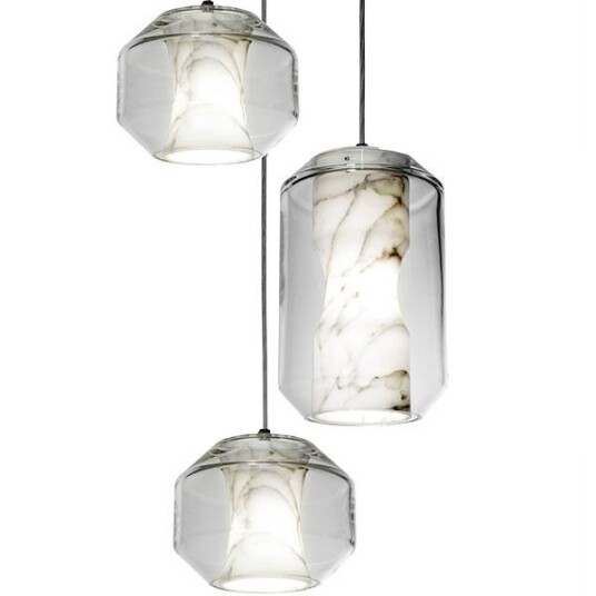 Lee Broom Chamber Light Taklampe 3 Stk Carrara Marble/Krystall Lee Broom Chamber Light Taklampe 3 Stk Carrara Marble/Krystall