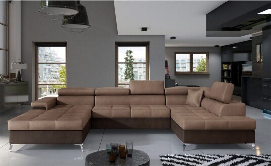 Seksjon Eltap Eduardo 337x205x88 cm Monolith 09 Monolith 29 Mørk Beige Brun Høyre
