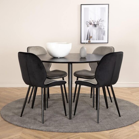Venture Home Spisegruppe Venture Home Dipp Ø115 cm med 4 Emma Stoler GR22242