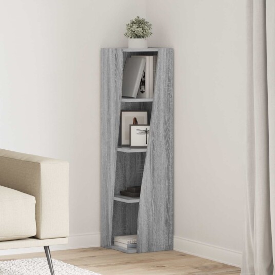 vidaXL Hjørneskap 27,5x27x102cm Konstruert tre Grå Sonoma