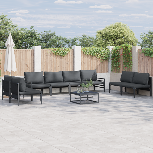 Hagesofa Set 9 pcs Antrasitt Stål Hagesofa Set 9 pcs Antrasitt Stål