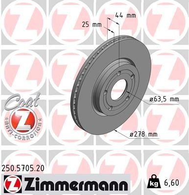 Bremseskive ZIMMERMANN 250.5705.20
