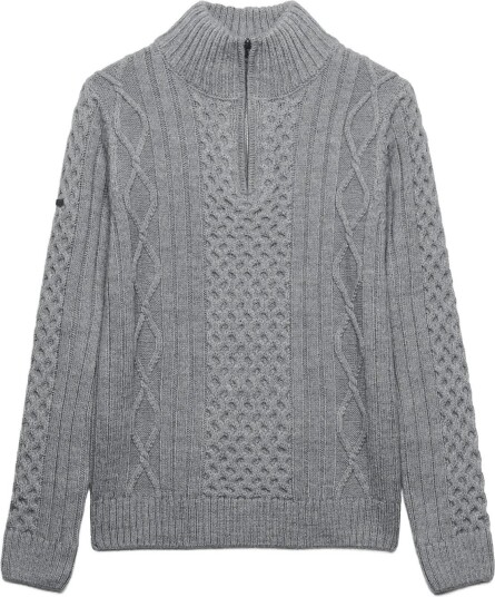 Superdry Jacob Cable Half Zip Knit MID GREY M Superdry Jacob Cable Half Zip Knit MID GREY M