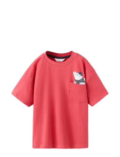Mango Cotton Printed T Shirt   Coral   18 24M