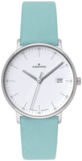 Junghans Dameklokke 47/4455.00 FORM Ladies Hvit/Lær Ø34.1 mm