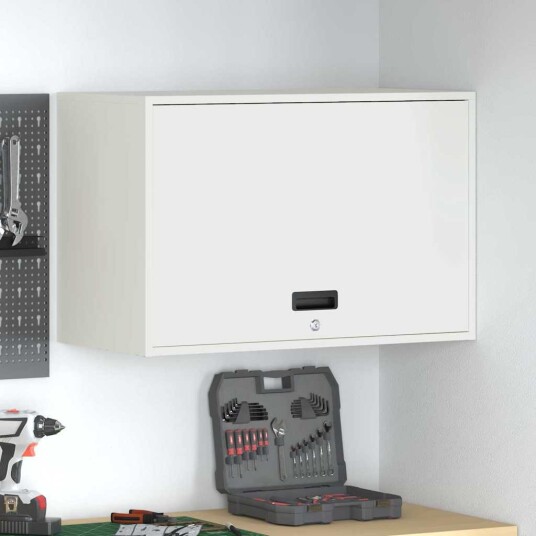 vidaXL Veggskap for garasje Hvit 80 x 40 x 53 cm Pulverlakkert stål