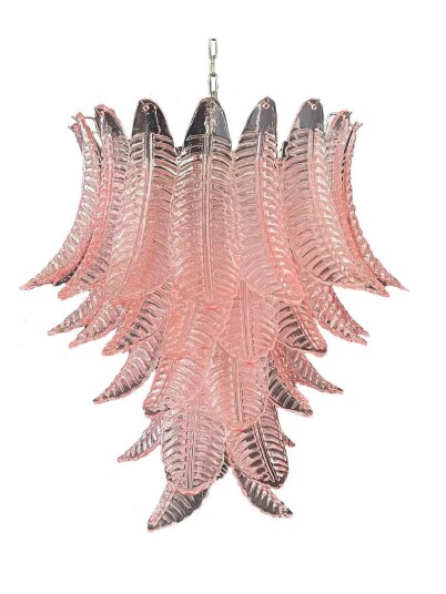 Murano lysekrone - 52 glassblader - Rosa Krom patinert