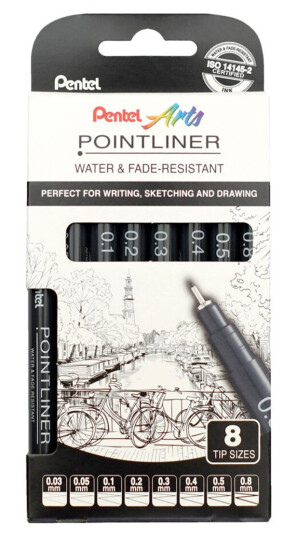 Pentel Pointliner 8-sett Pentel Pointliner 8-sett