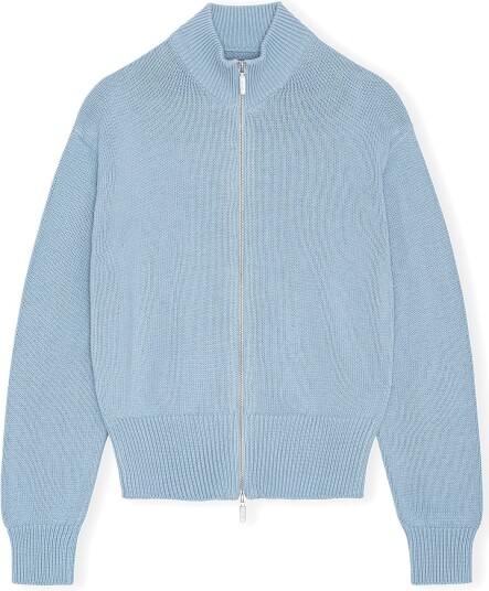 Organic Basics True Knit High Collar Cardigan CLOUDY BLUE L Organic Basics True Knit High Collar Cardigan CLOUDY BLUE L