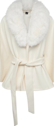 Gina Tricot Faux Fur Collar Cape Jacket - ANTIQUE WHITE - M/L