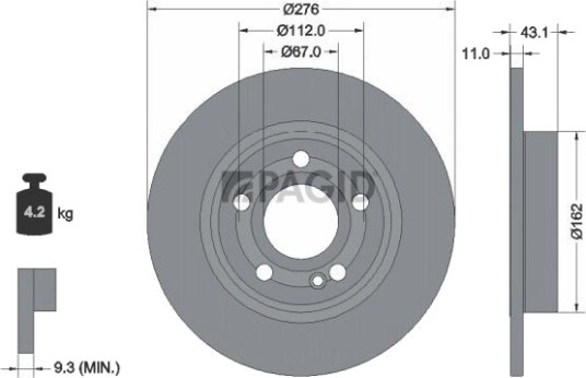 PAGID 56168NC Bremseskive