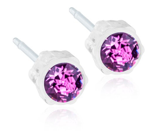 Blomdahl, Øredobber i medisinsk plast med lilla Swarovski krystall