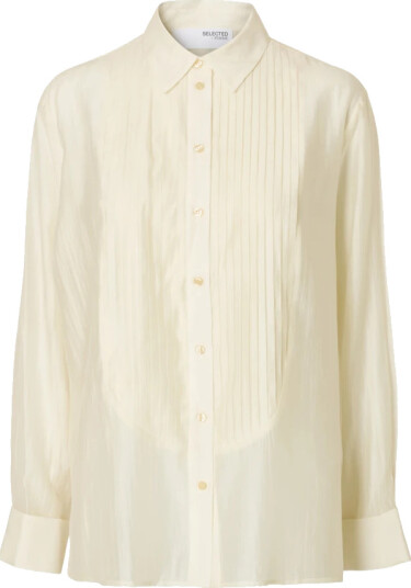 Selected Slfiris Relaxed Ls Shirt B - Cream - 36